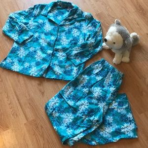 Blue Snowflake Flannel Holiday Pajamas